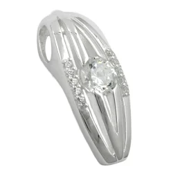 Anhänger 21x8mm Kettenanhänger streifig mit Zirkonia aus echtem 925 Silber Damen