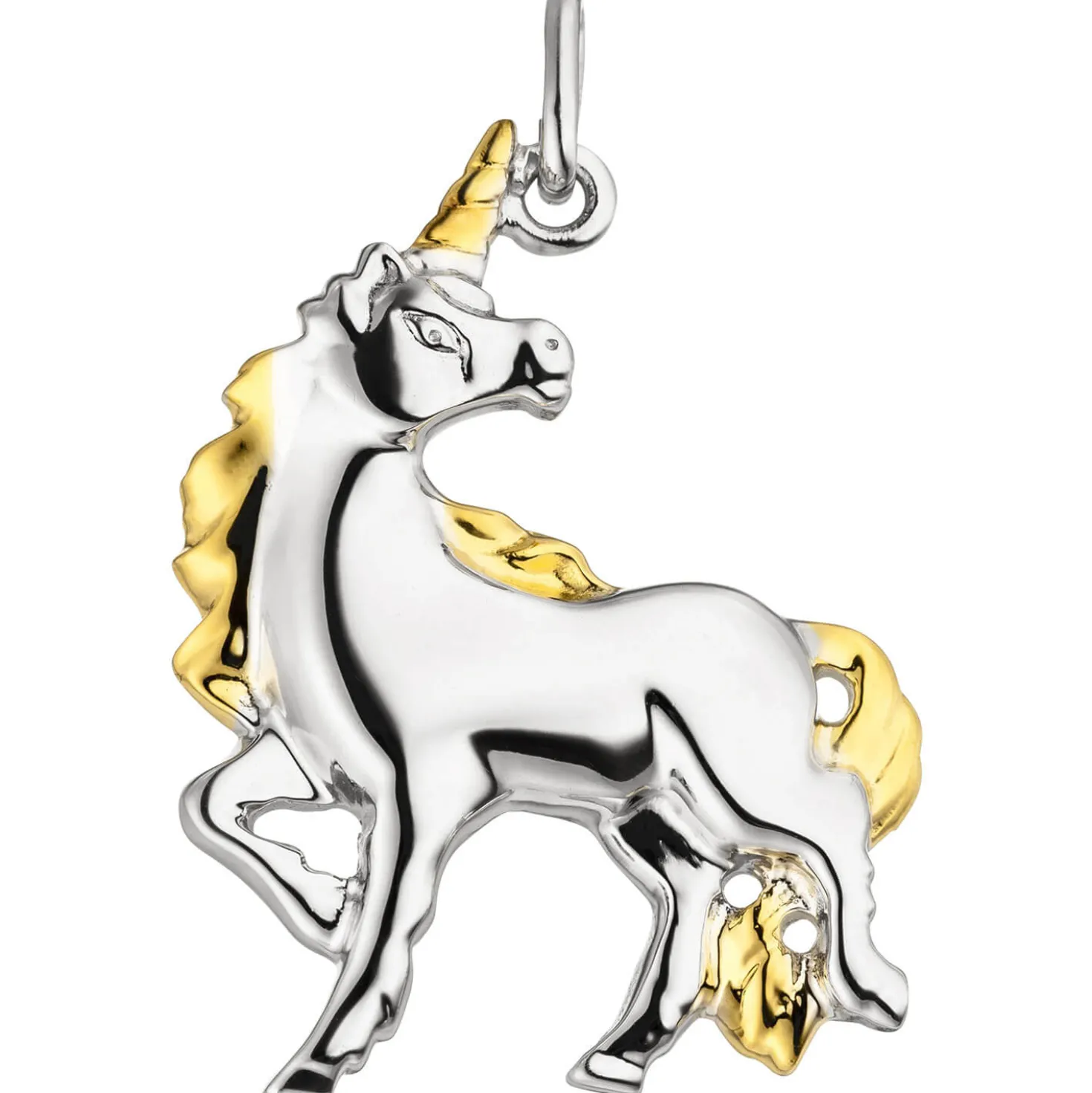 Anhänger 21x27,5mm Kinder Einhorn 925 Silber rhodiniert teilvergoldet
