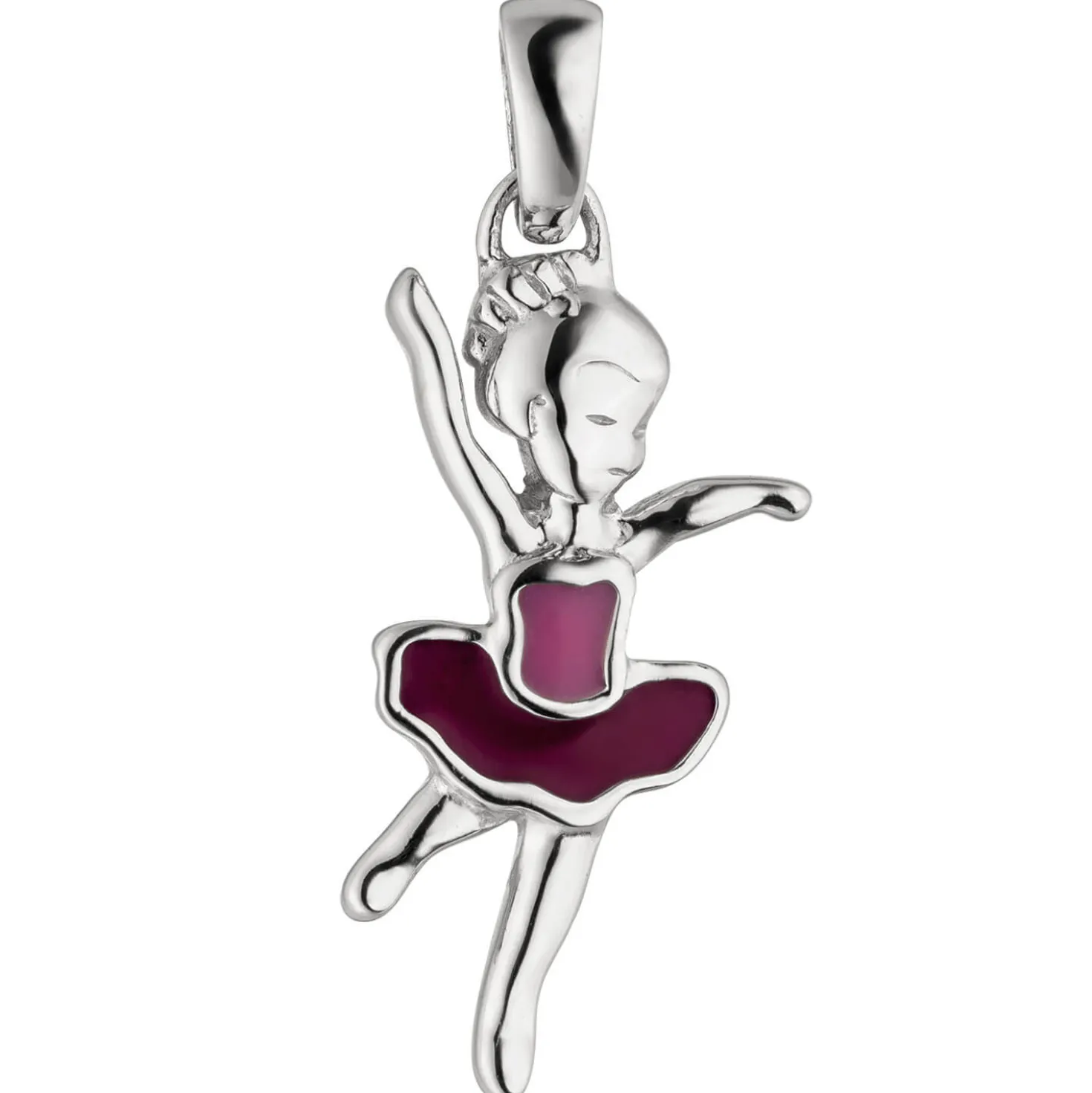 Anhänger 9x19,3mm Kinder Tänzerin Ballerina mit pink-lila Lackierung 925 Silber