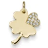 Anhänger 16,5x20mm Kleeblatt 585 Gold Gelbgold mit 13 Diamanten 0,11ct TW-SI
