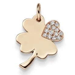 Anhänger 16,5x20mm Kleeblatt 585 Gold Rotgold mit 13 Diamanten 0,11ct TW-SI