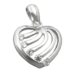 Anhänger 15x16mm kleines Herz aus 925 Silber mit 5 Zirkonia weiß glänzend Damen