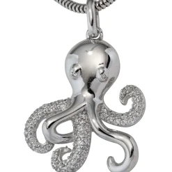 Anhänger 22,2x28,2mm Krake Octopus mit Zirkonia weiß 925 Silber Kinder