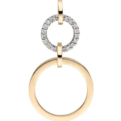 Anhänger 15,5x29,2mm Kreise aus 585 Gold Gelbgold mit 18 Diamanten 0,09 Ct