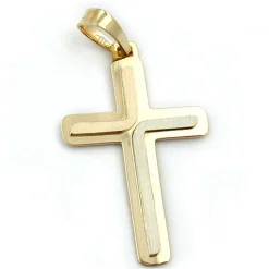 Anhänger 30x19mm Kreuz aus 585 Gelbgold Weißgold Rotgold massiv 3-farbig