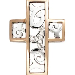 Anhänger 16,8x23,1mm Kreuz aus 585 Gold 6 Diamanten 0.033Ct Goldkreuz
