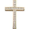 Anhänger 15,8x24,5mm Kreuz aus 585 Gold Gelbgold mit 18 Diamanten 0.38Ct