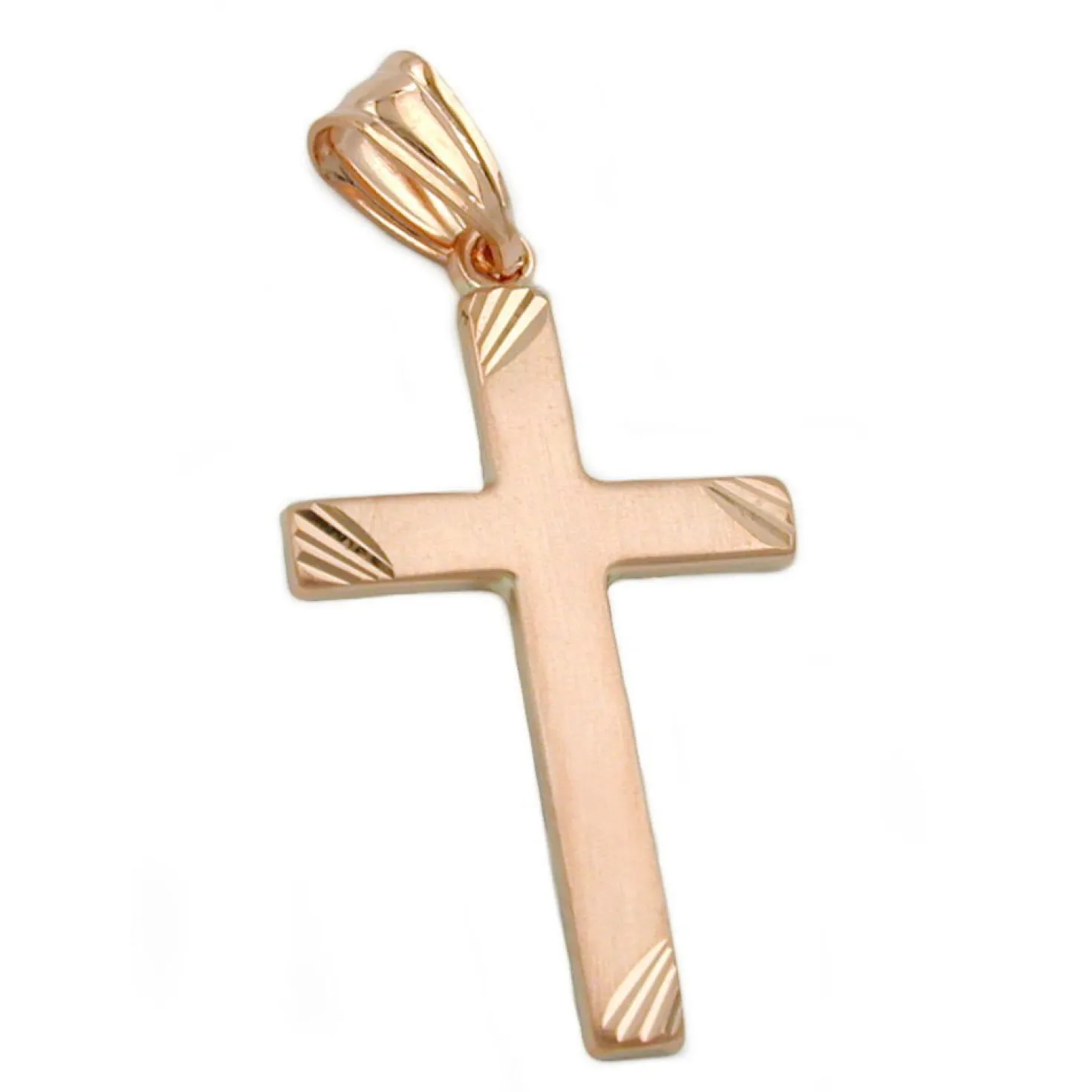 Anhänger 26x16mm Kreuz aus 375 Gold Rotgold mattiert diamantiert Unisex