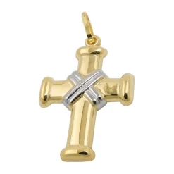 Anhänger 20x15mm Kreuz überkreuzte Streifen inder Mitte 375 Gold Gelbgold