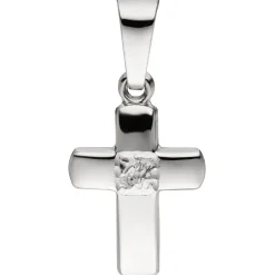 Anhänger 9x14,1mm Kreuz Kreuzchen mit Struktur in der Mitte 333 Gold Weißgold