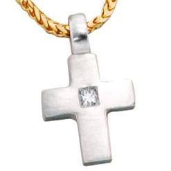 Anhänger 10,2x16,7mm Kreuz mit Diamant 0.06Ct W/SI Brillant glatt 950 Platin