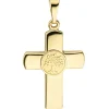 Anhänger 15x22,7mm Kreuz mit Lebensbaum in der Mitte 333 Gold Gelbgold teilmatt
