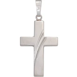 Anhänger 18,6x30,7mm Kreuz 925 Silber glänzend Streifen Silberkreuz
