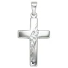 Anhänger 13,9x23,6mm Kreuz 925 Silber massiv rhodiniert teilgehämmert