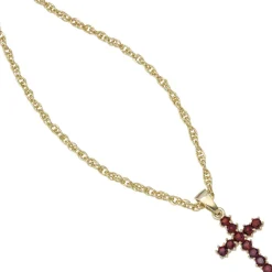 Anhänger 11,8x19,6mm Kreuz weinrote Granate 333 Gold Gelbgold Goldanhänger