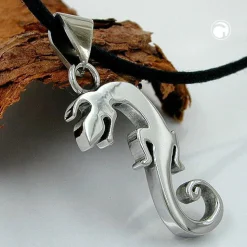 Anhänger 28x12mm Lurch Gecko Eidechse aus Edelstahl Halsschmuck glänzend