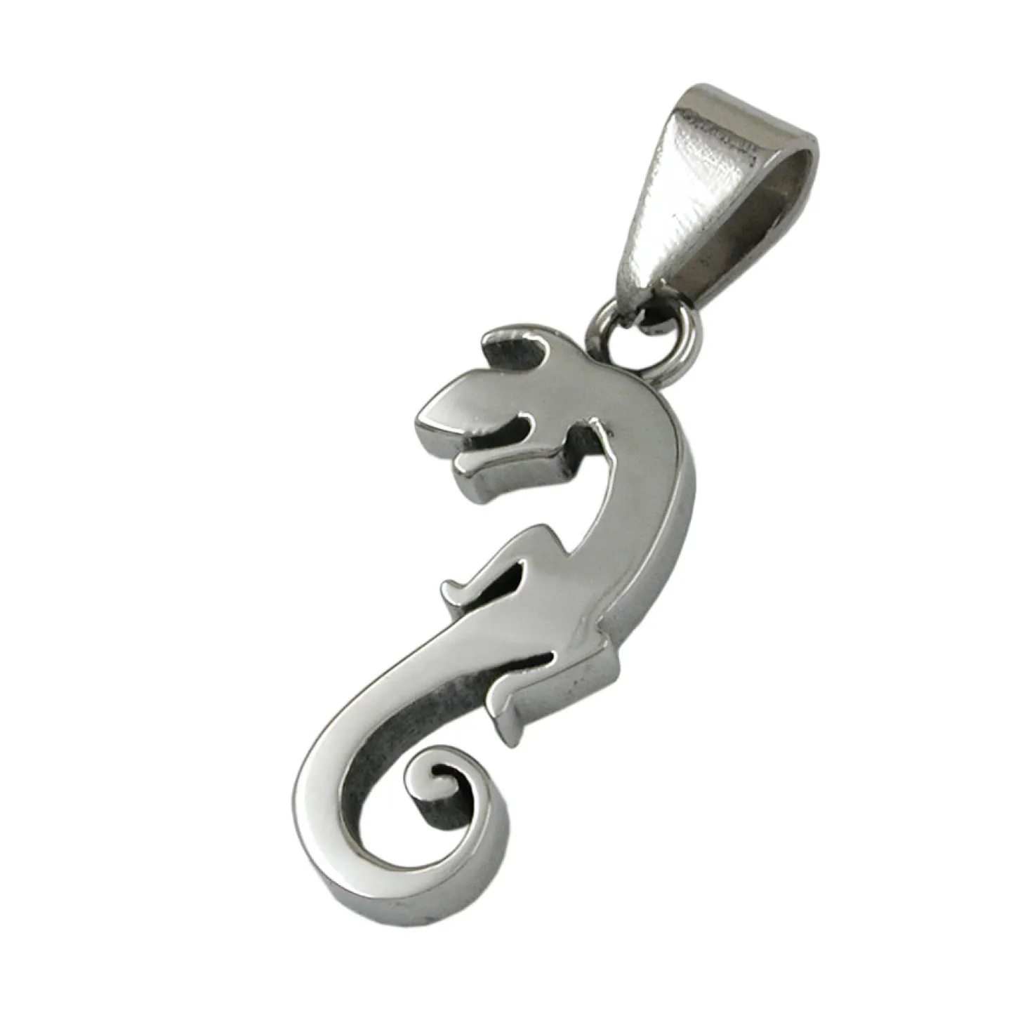 Anhänger 28x12mm Lurch Gecko Eidechse aus Edelstahl Halsschmuck glänzend