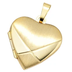 Anhänger 20,6x19,7mm Medaillon Amulett als Herz 585 Gold Gelbgold mattiert