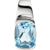Anhänger 7,9x18,7mm mit Blautopas blau hellblau rechteckig 585 Gold Weißgold