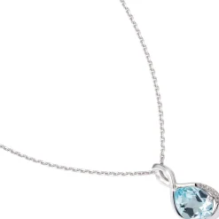 Anhänger 10,2x20,4mm mit Blautopas & 5 Diamanten 0.03Ct 585 Gold Weißgold