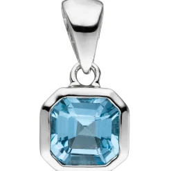Anhänger 7,8x9,7mm mit Blautopas Solitär blau hellblau 925 Silber Damen
