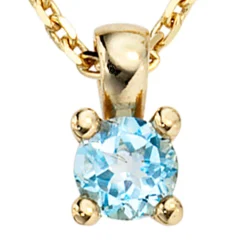 Anhänger 6,3x11,6mm mit Blautopas Topas blau 333 Gold Gelbgold schlicht Damen