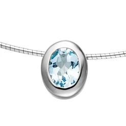 Anhänger 9,4x11,6mm mit Blautopas Topas hellblau oval 925 Silber Damen