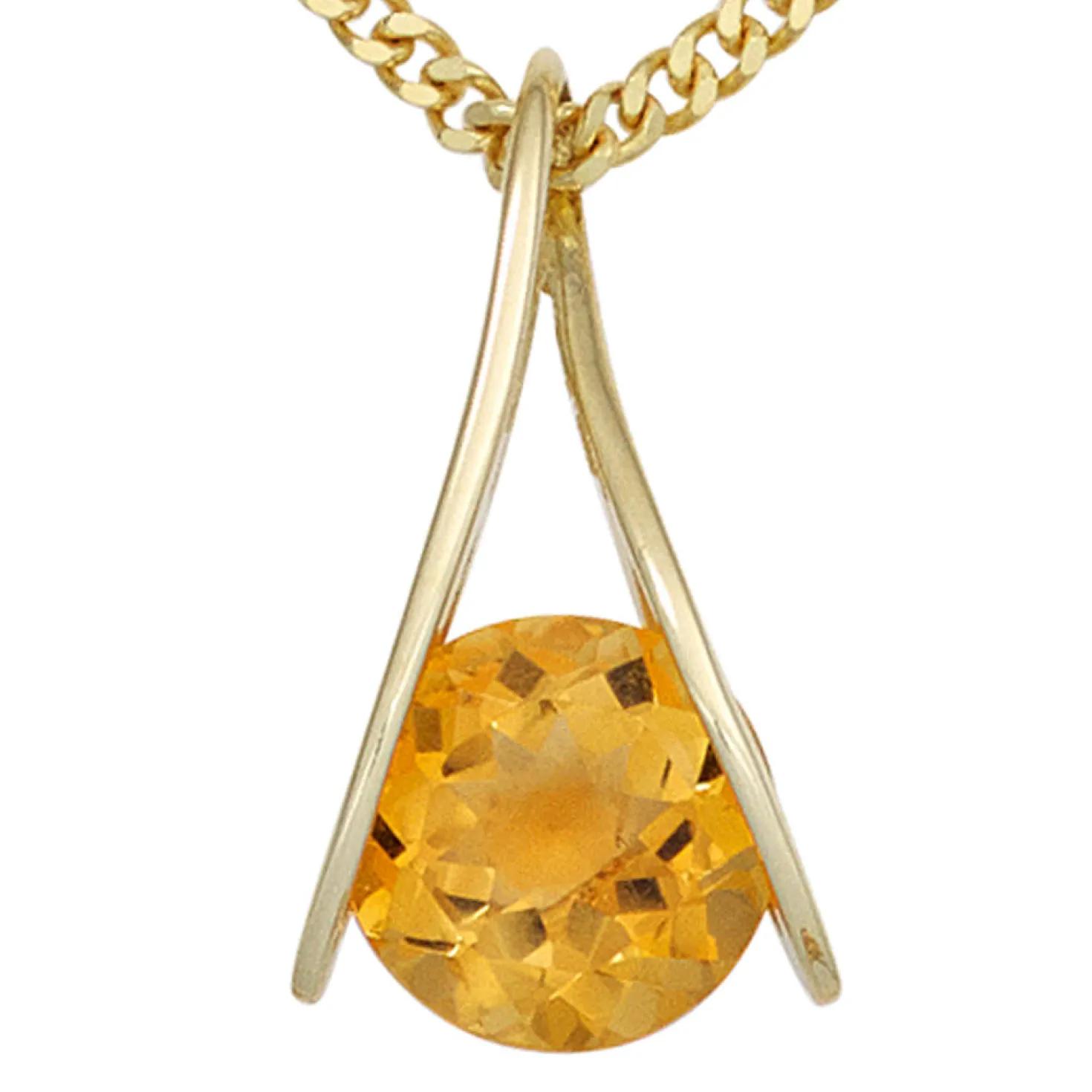 Anhänger 11x20,2mm mit Citrin gelb-orange facettiert 375 Gold Gelbgold Damen