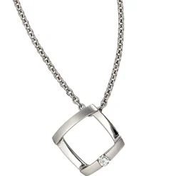 Anhänger 15x14,8mm mit Diamant 0.03Ct W/SI Brillant weiß 950 Platin Quadrat