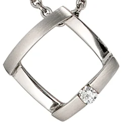 Anhänger 15x14,8mm mit Diamant 0.03Ct W/SI Brillant weiß 950 Platin Quadrat