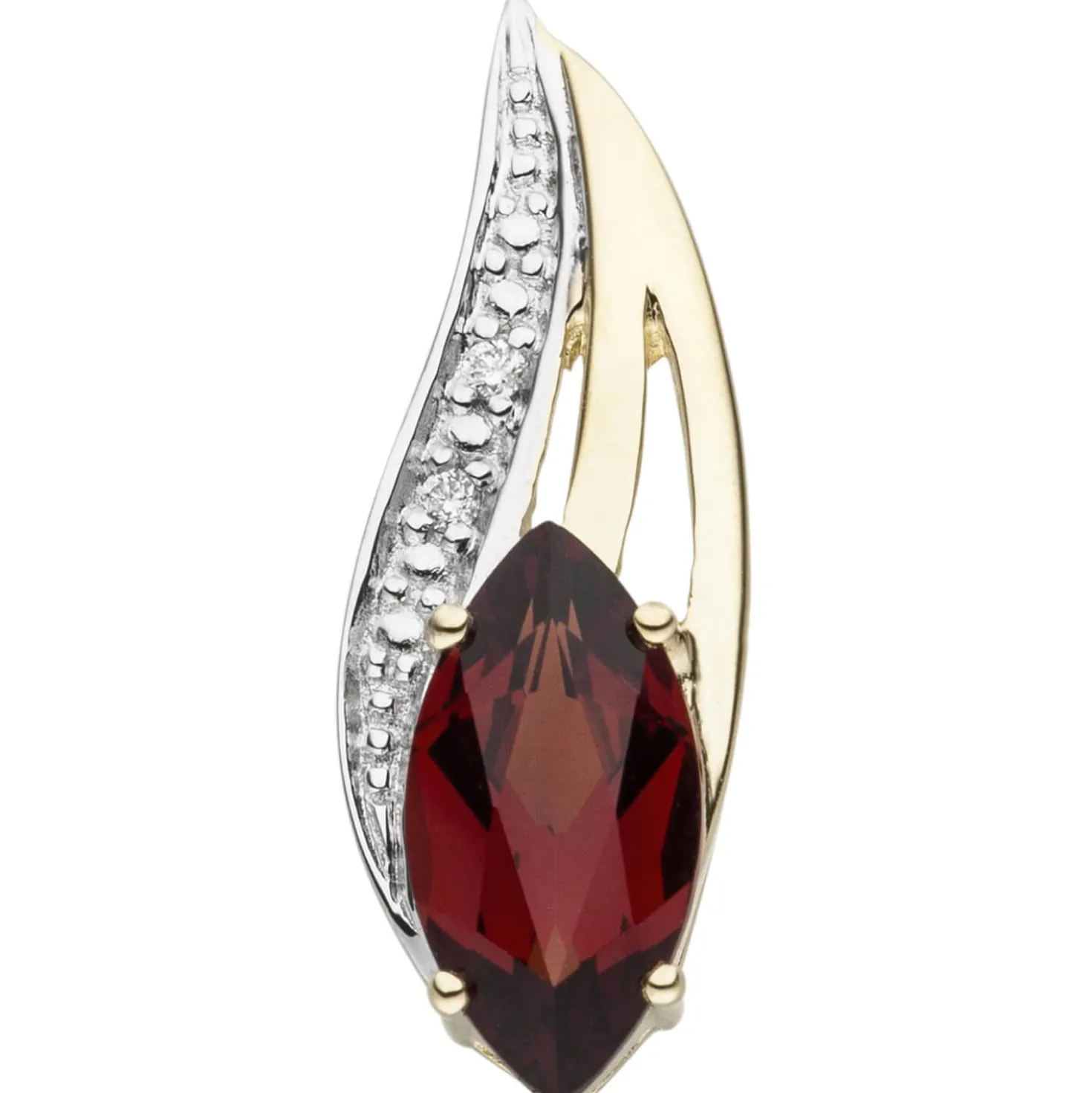 Anhänger 6,8x20,2mm mit Diamanten 0.01Ct Brillanten Granat 585 Gold