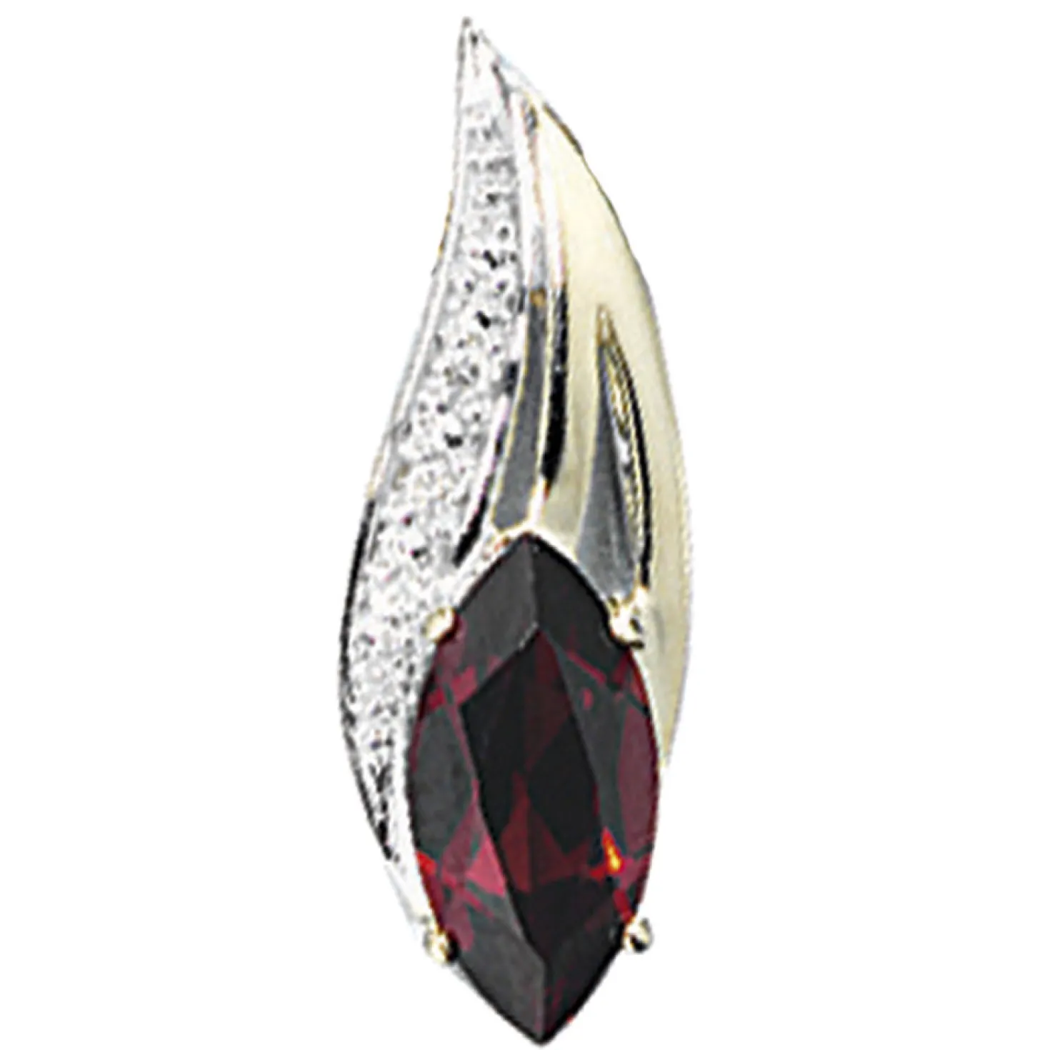 Anhänger 6,8x20,2mm mit Diamanten 0.01Ct Brillanten Granat 585 Gold
