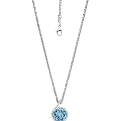 Anhänger 13,8x19,1mm mit 37 Diamanten 0.18Ct TW/SI Blautopas 585 Gold Weißgold