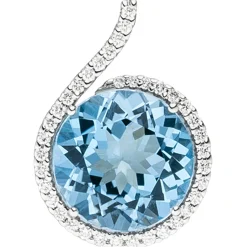 Anhänger 13,8x19,1mm mit 37 Diamanten 0.18Ct TW/SI Blautopas 585 Gold Weißgold