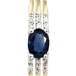 Anhänger 4,6x18mm mit 12 Diamanten 0.08Ct W/P1 Saphir Ovalform 585 Gold Gelbgold