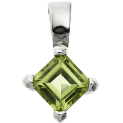 Anhänger 8,3x13,6mm mit echtem Peridot grün & 925 Silber Halsschmuck für Damen