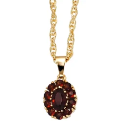 Anhänger 9,4x12,9mm mit Granat rot dunkelrot oval 375 Gold Gelbgold