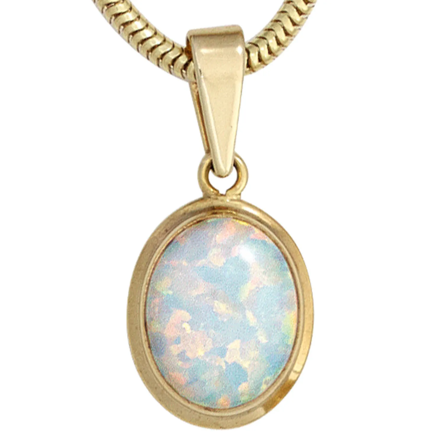 Anhänger 9,9x14,5mm mit Opal 333 Gold Gelbgold oval Opalanhänger Damen
