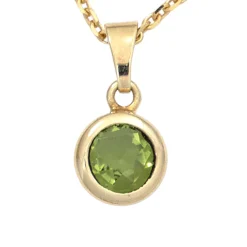 Anhänger 7,8x10,7mm mit Peridot grün rund 585 Gold Gelbgold Damen Goldanhänger