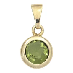 Anhänger 7,8x10,7mm mit Peridot grün rund 585 Gold Gelbgold Damen Goldanhänger