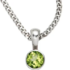 Anhänger 5,7x11,9mm mit Peridot grün 925 Silber rhodiniert glänzend Halsschmuck