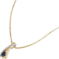 Anhänger 6,9x18,9mm mit Safir Saphir blau & 10 Zirkonia 333 Gold Gelbgold