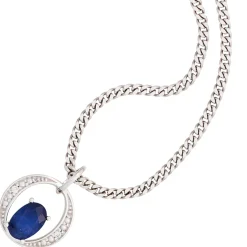 Anhänger 10,4x14,5mm mit Saphir & 2 Brillanten 0.01Ct 585 Gold Weißgold