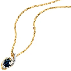 Anhänger 7,7x15,9mm mit Saphir 8 Diamanten 0.04Ct 585 Gold gelb/weiß