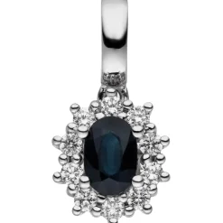 Anhänger 8,6x10,3mm mit Saphir & Diamanten 0.2Ct 585 Gold Weißgold