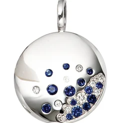 Anhänger 18,3x25,1mm mit 13 Saphiren & 10 Diamanten 0.1Ct W/SI 585 Gold Weißgold