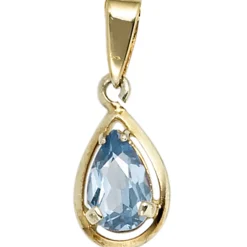 Anhänger 7,6x14mm mit Spinell hellblau Tropfen 333 Gold Gelbgold Halsschmuck