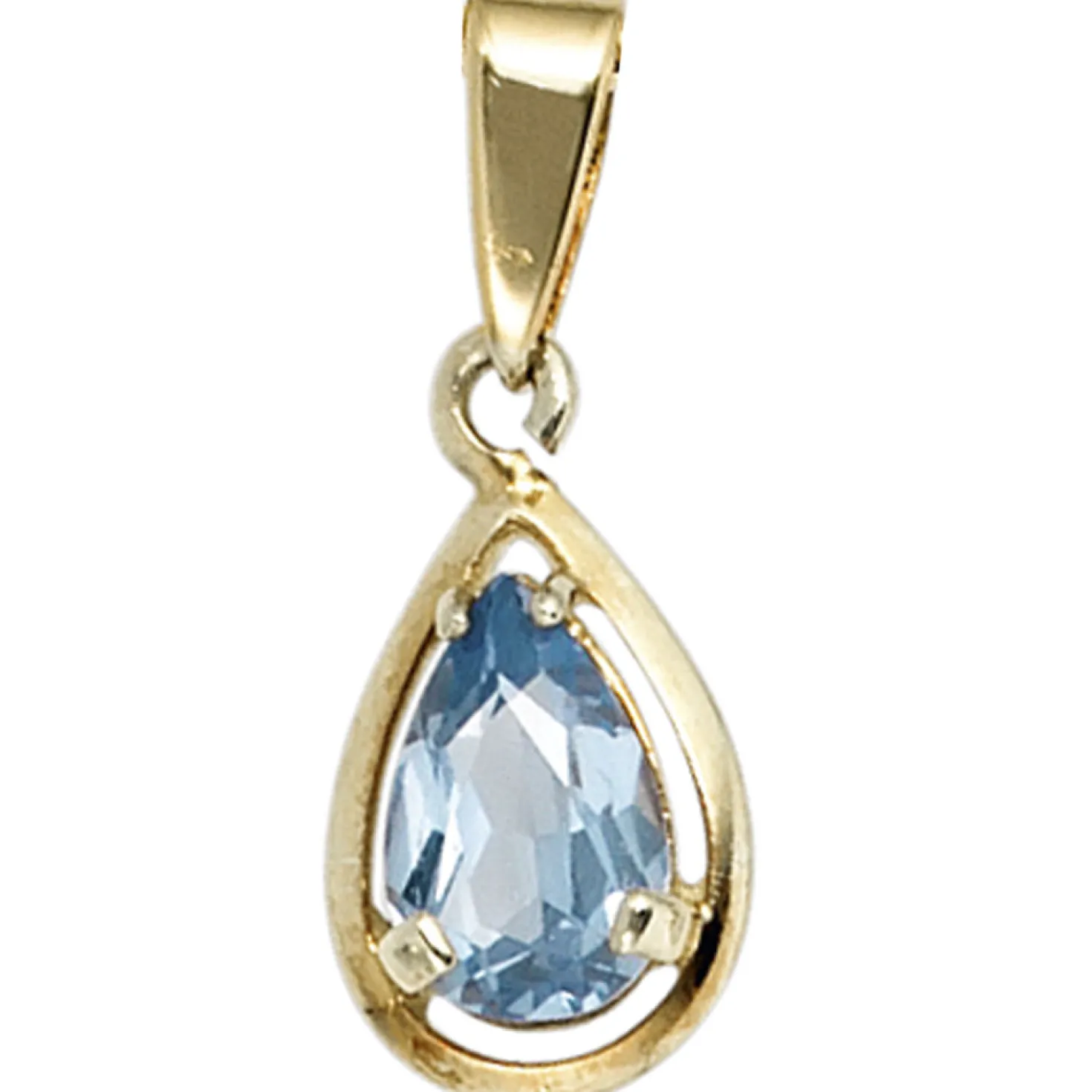Anhänger 7,6x14mm mit Spinell hellblau Tropfen 333 Gold Gelbgold Halsschmuck