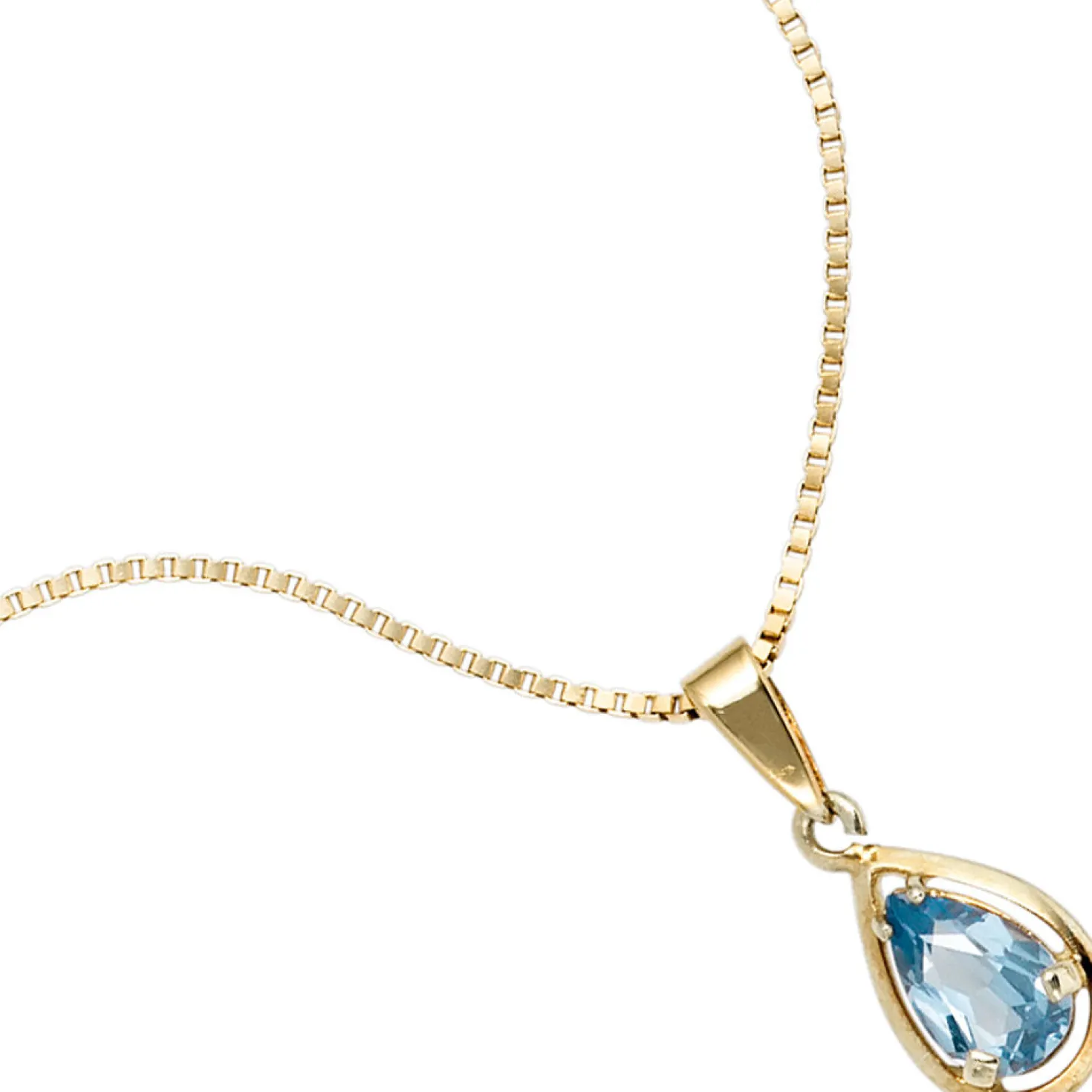 Anhänger 7,6x14mm mit Spinell hellblau Tropfen 333 Gold Gelbgold Halsschmuck