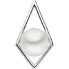 Anhänger 13,3x25mm mit Süßwasser-Perle im Rhombus 585 Gold Weißgold schlicht